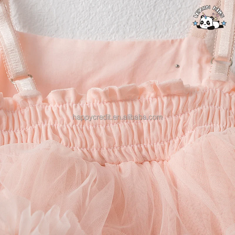 LEZONKIDS - Vestido de Tule para Meninas Princesa Puffy em Camadas com Suspensão de Pérolas Elegantes Mais Recente de 2024 para o Verão